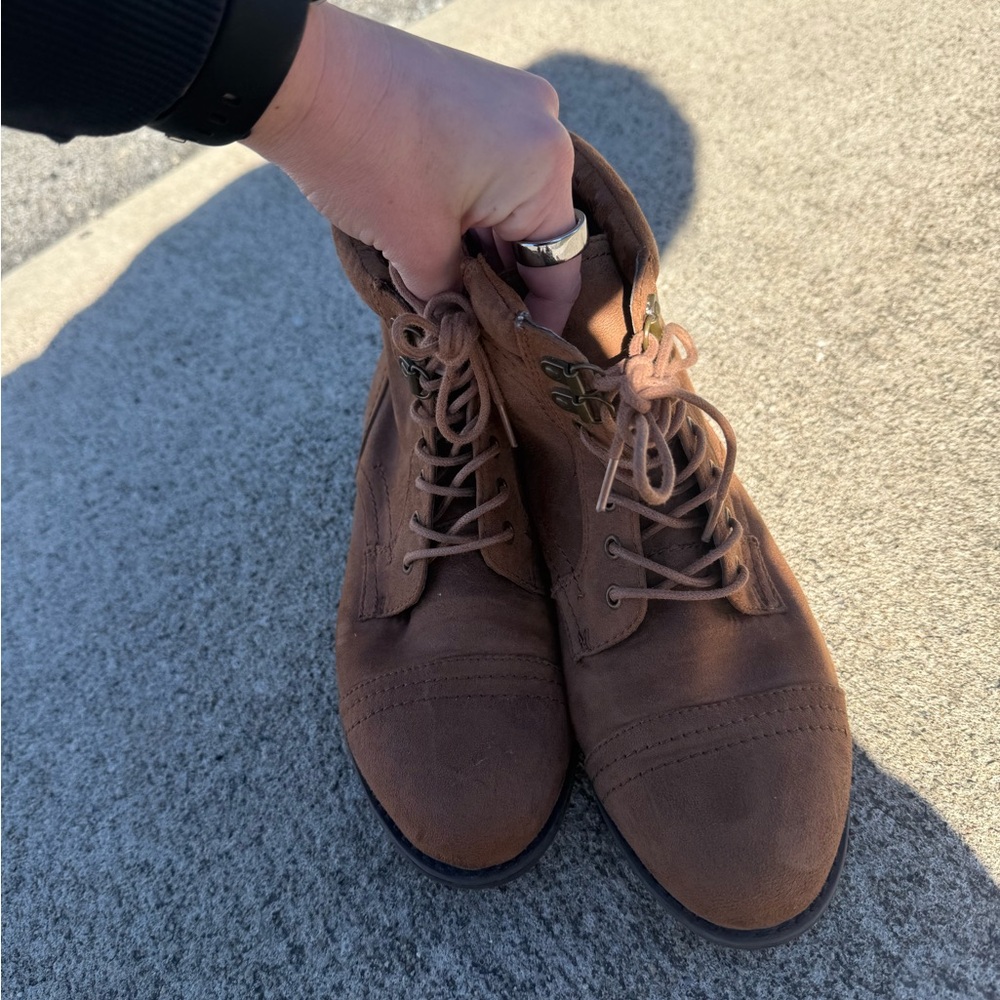 Brown Lace-Up Ankle Boots